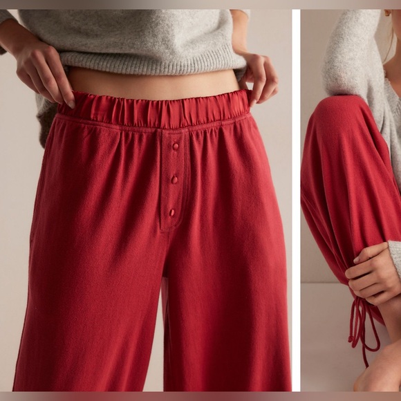 NWT Free People FP Intimately Don't Look Back Lounge Pants deep cherry red - XS - Picture 4 of 9